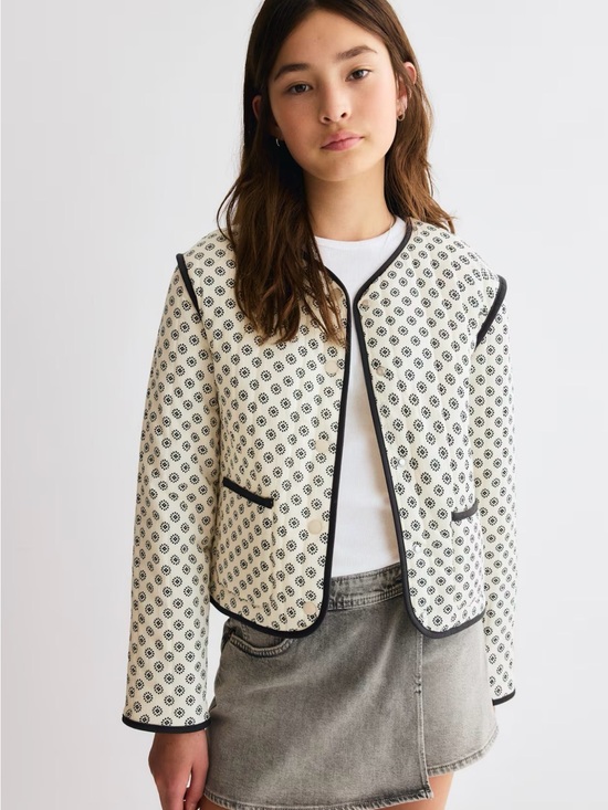 H&M Jackets & Blazers - H&M Cream Quilted Blazer with Black Trim